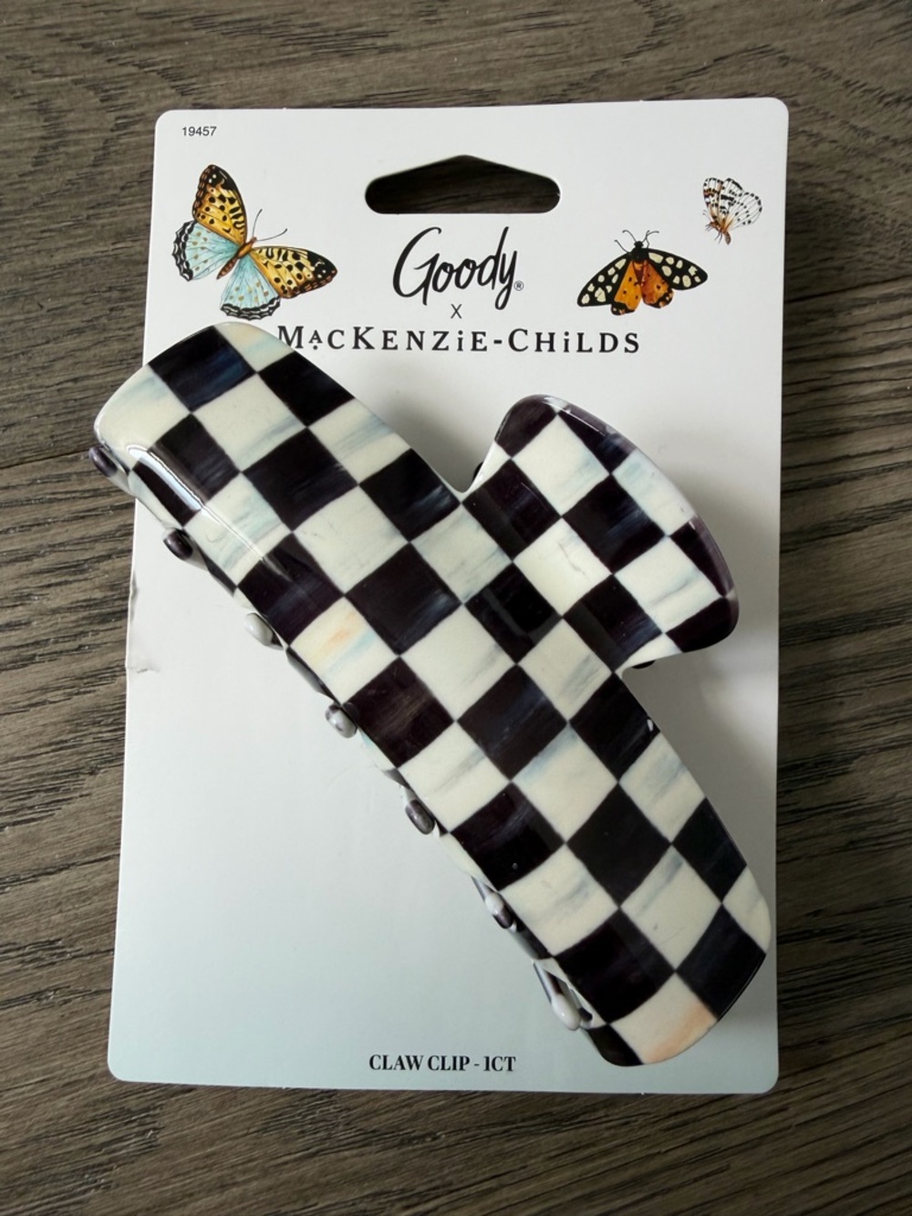 MacKenzie-Childs x Goody Collab Black & White Check Claw Clip - Limited Edition